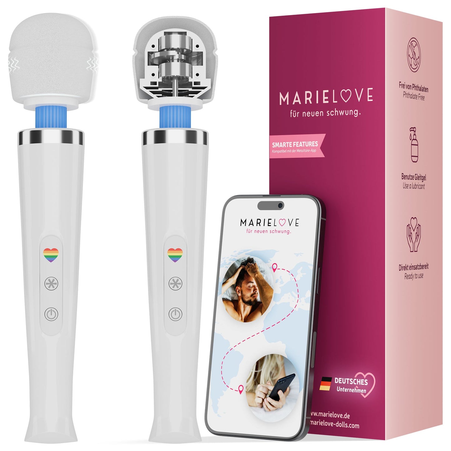 Marielove – Magic Wand Wand Massagegerät – Akkubetrieb – Leistungsstarker Massagestab – Weiß