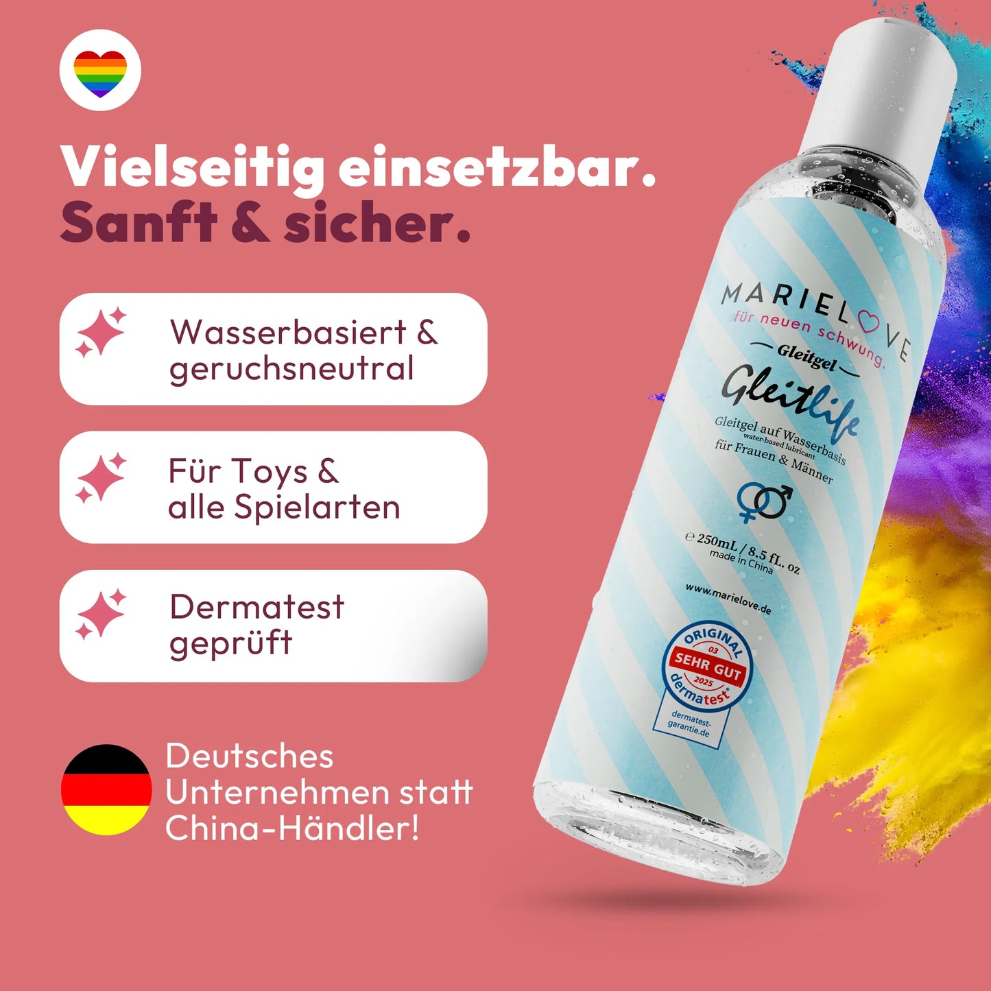 Marielove Gleitlife Gleitgel – 250 ml – Wasserbasis – Hautfreundliche Formel