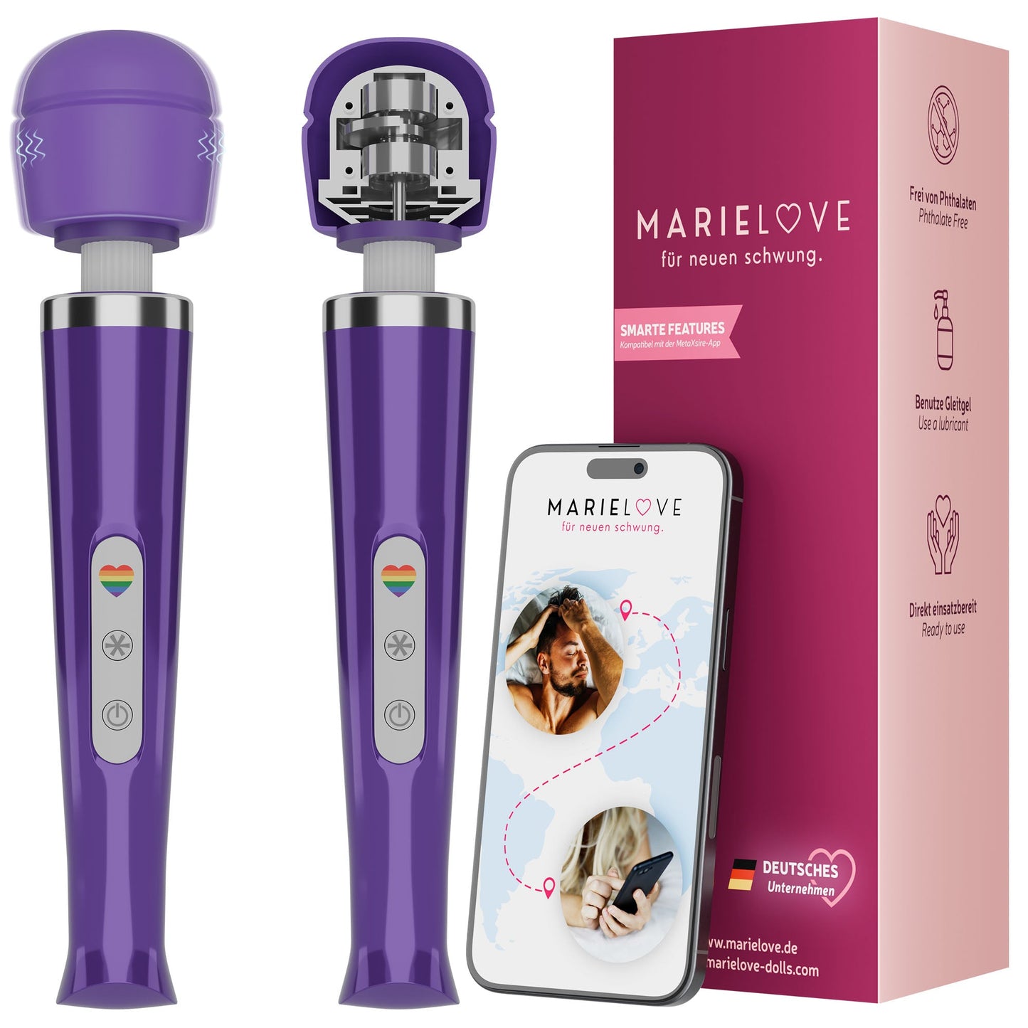 Marielove – Magic Wand Wand Massagegerät – Akkubetrieb – Leistungsstarker Massagestab – Lila