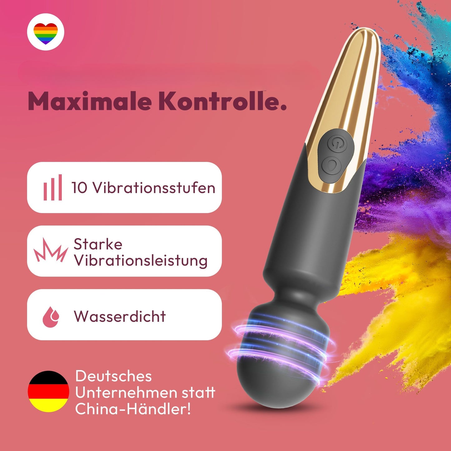 Elaria – Wand Massagegerät – 10 Intensitätsstufen – Akkubetrieb – Extra Stark