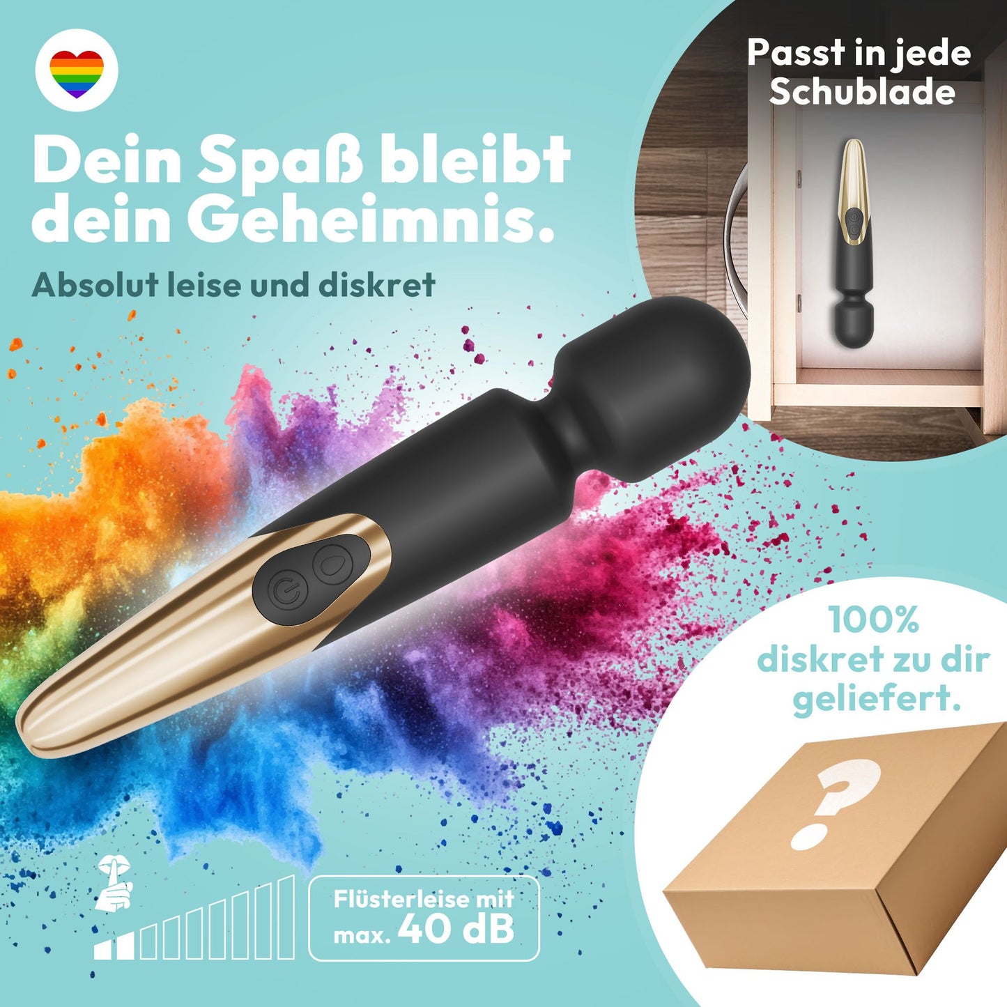 Elaria – Wand Massagegerät – 10 Intensitätsstufen – Akkubetrieb – Extra Stark
