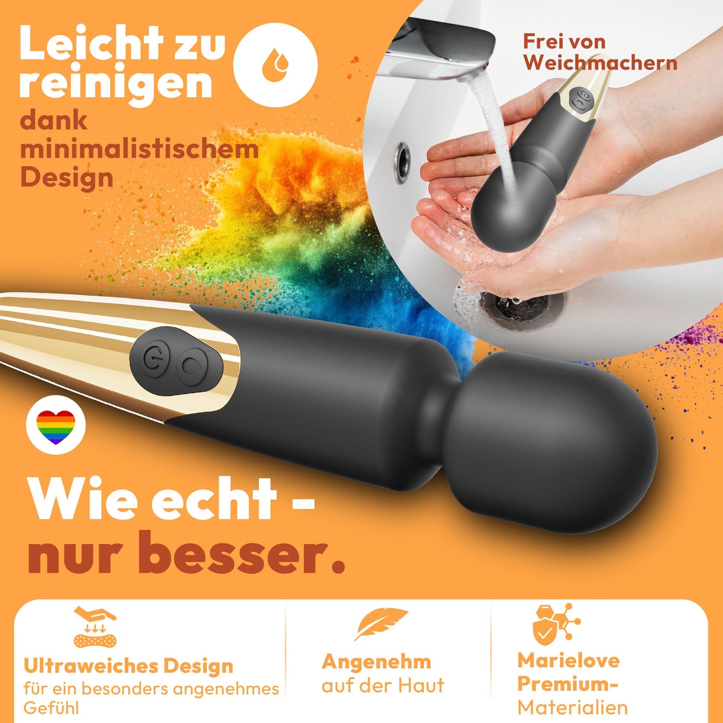 Elaria – Wand Massagegerät – 10 Intensitätsstufen – Akkubetrieb – Extra Stark