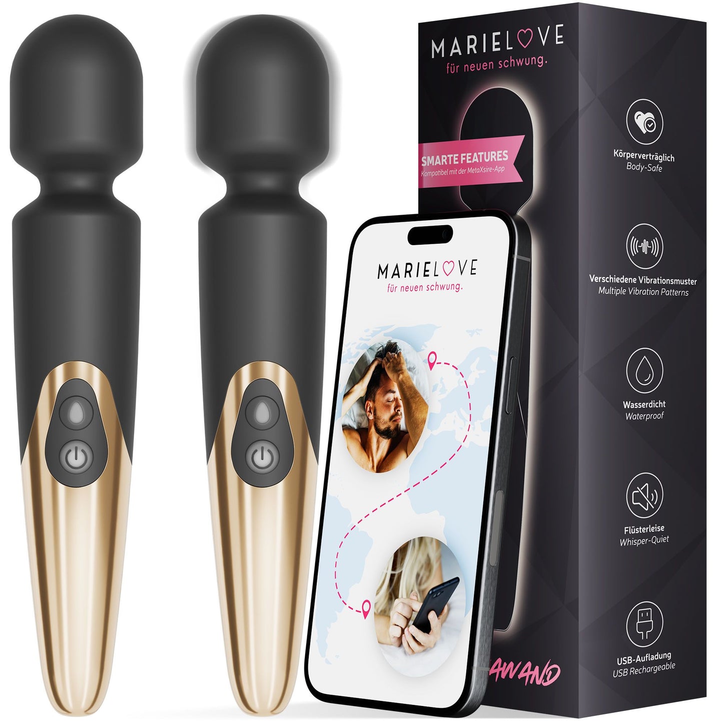 Elaria – Wand Massagegerät – 10 Intensitätsstufen – Akkubetrieb – Extra Stark