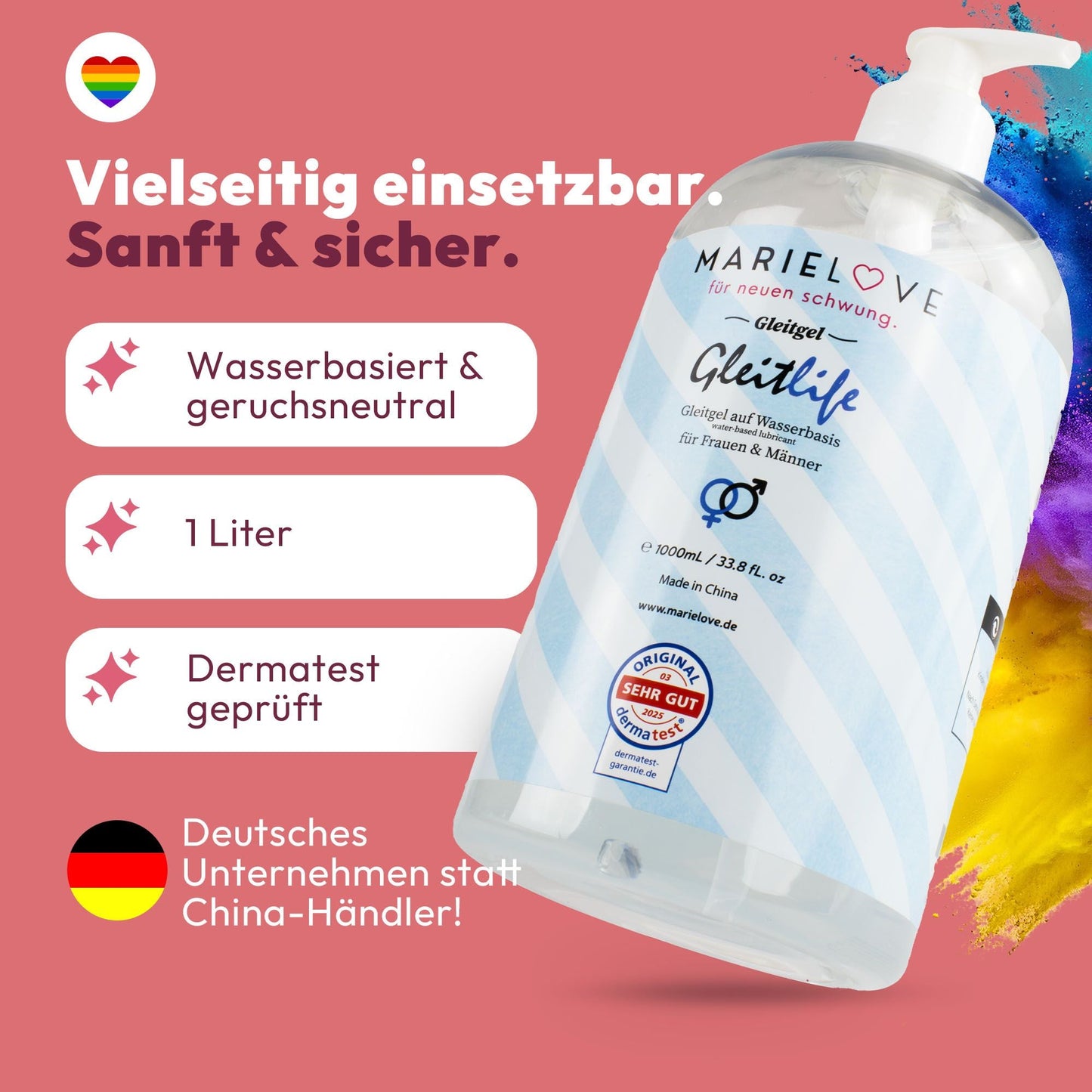 Marielove – Wasserbasiertes Pflege- & Gleitgel – 1000 ml – Geschmacksneutral
