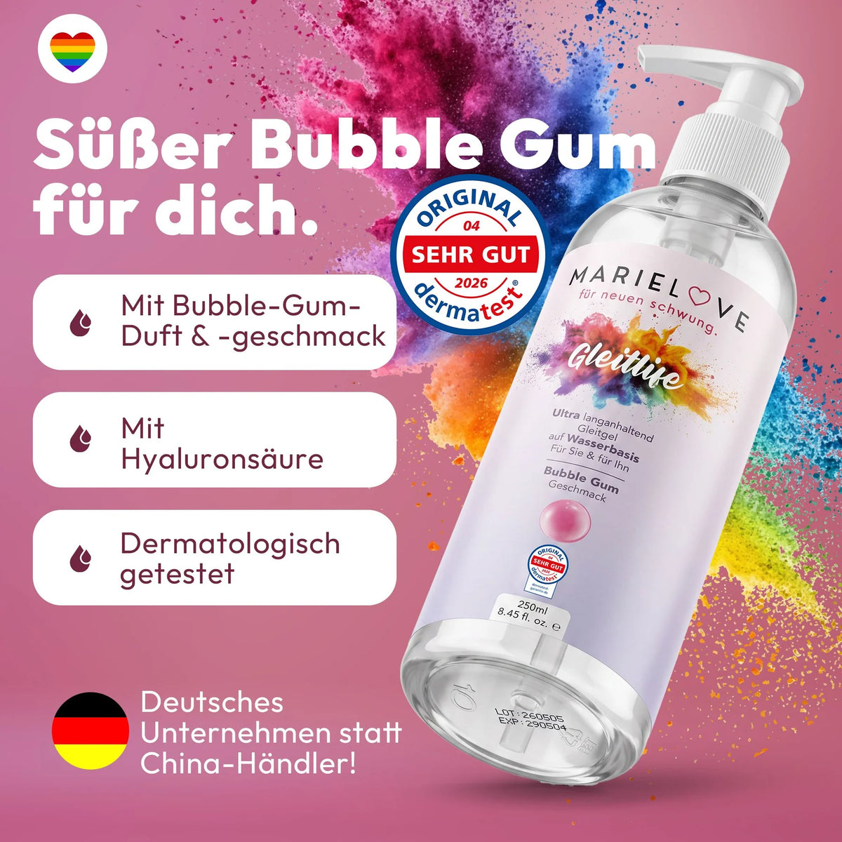 Marielove Gleitlife Bubble Gum Gleitgel auf Wasserbasis, 250 ml