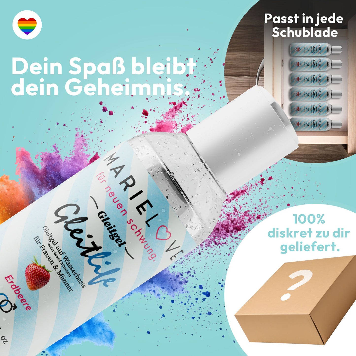 Marielove wasserbasiertes Gleitgel 250 ml – Erdbeer Geschmack, langanhaltend & hautfreundlich