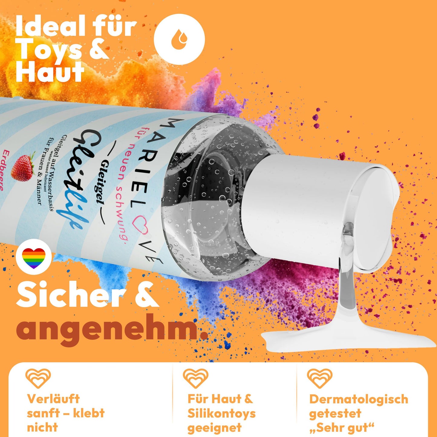 Marielove wasserbasiertes Gleitgel 250 ml – Erdbeer Geschmack, langanhaltend & hautfreundlich